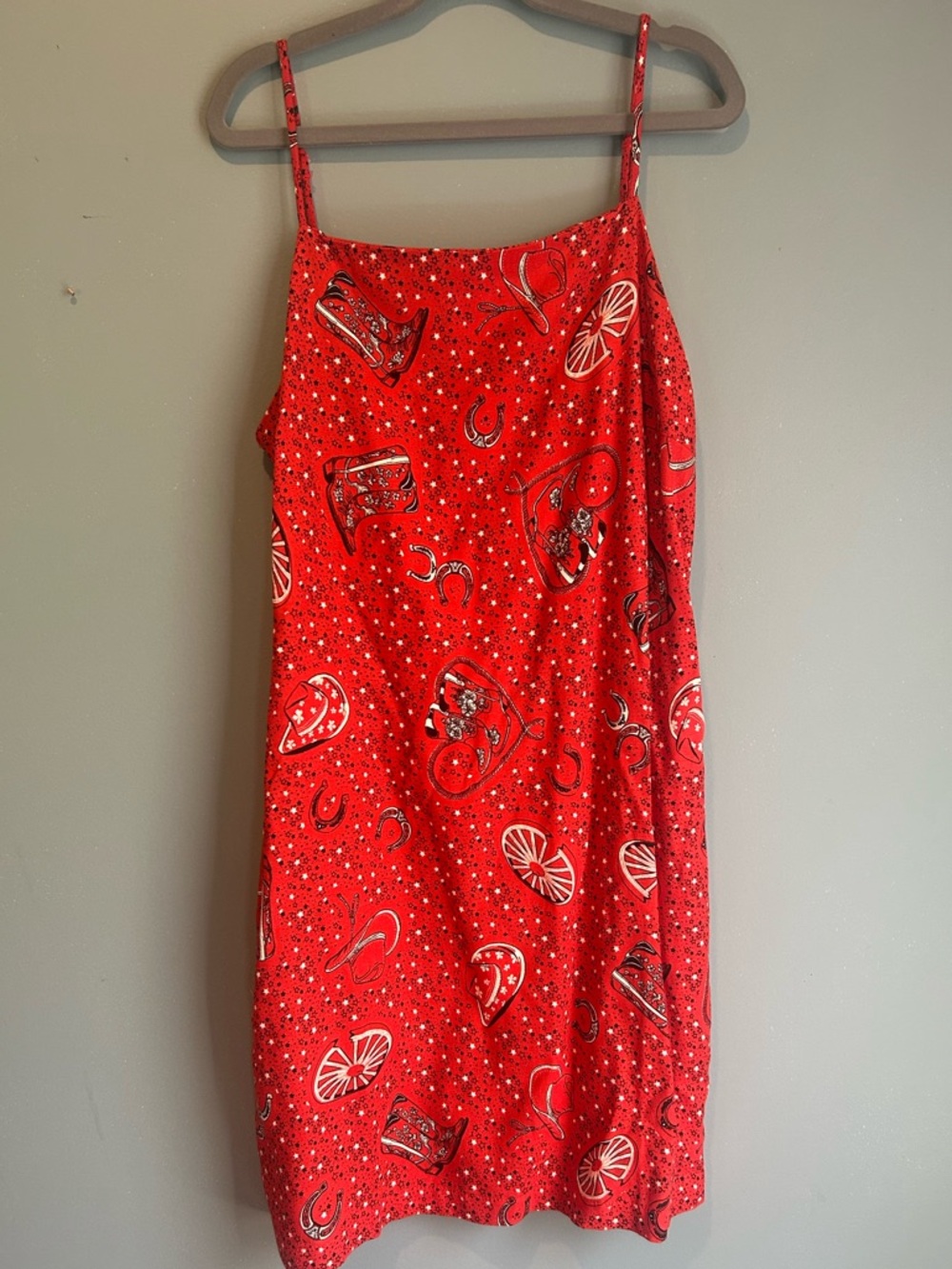 Montreal Red Weatern Printed Slip Dress